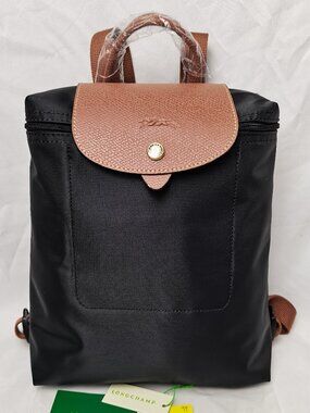 Longchamp Nylon Foldable Waterproof Travel Bag Backpack In Black